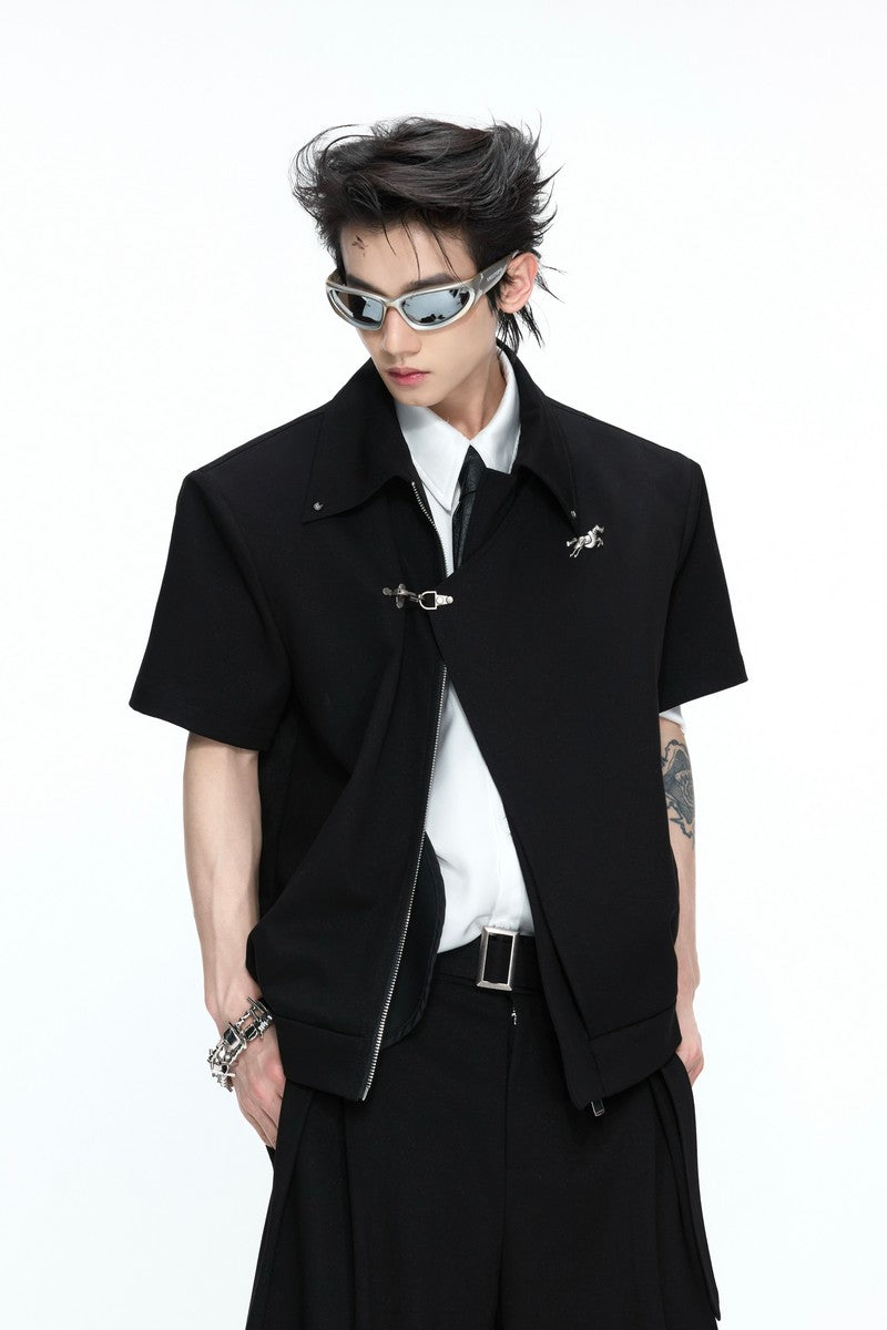 Asymmetric Cropped Short Sleeves Jacket