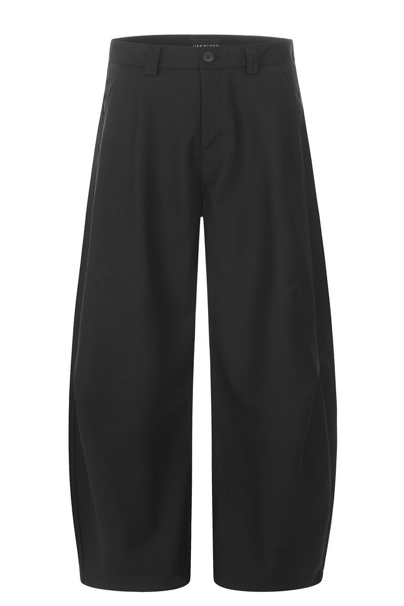 Curved Retro Pleated Trousers