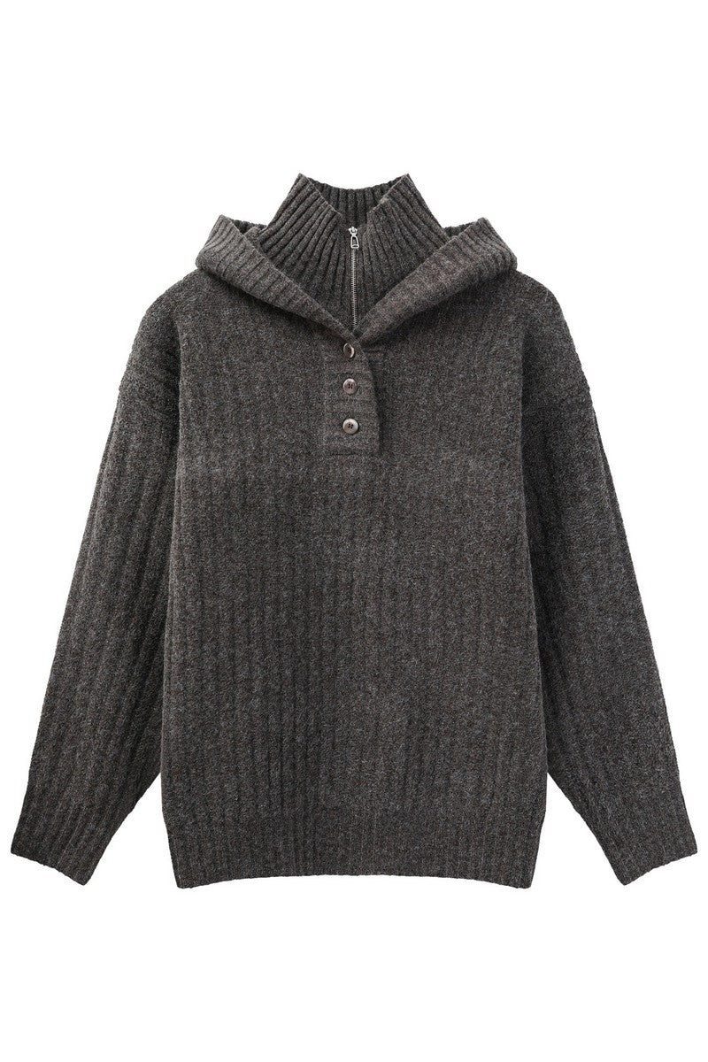 Heavyweight Layered Look Hooded Sweater