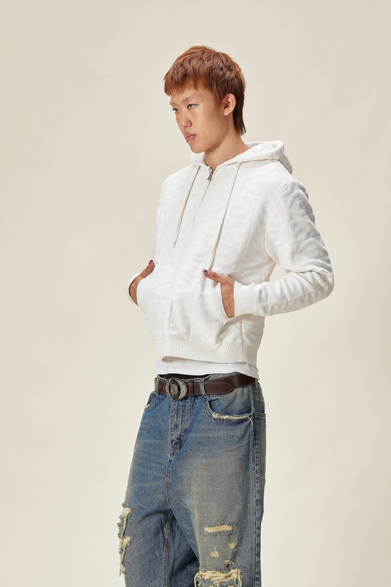 Allover Logo Knit Zip-Up