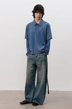 Faded Layered Look Polo Shirt