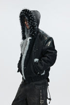 Faux Fur Pattern Puffer Jacket