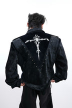 Studded Snake Print Leather Jacket