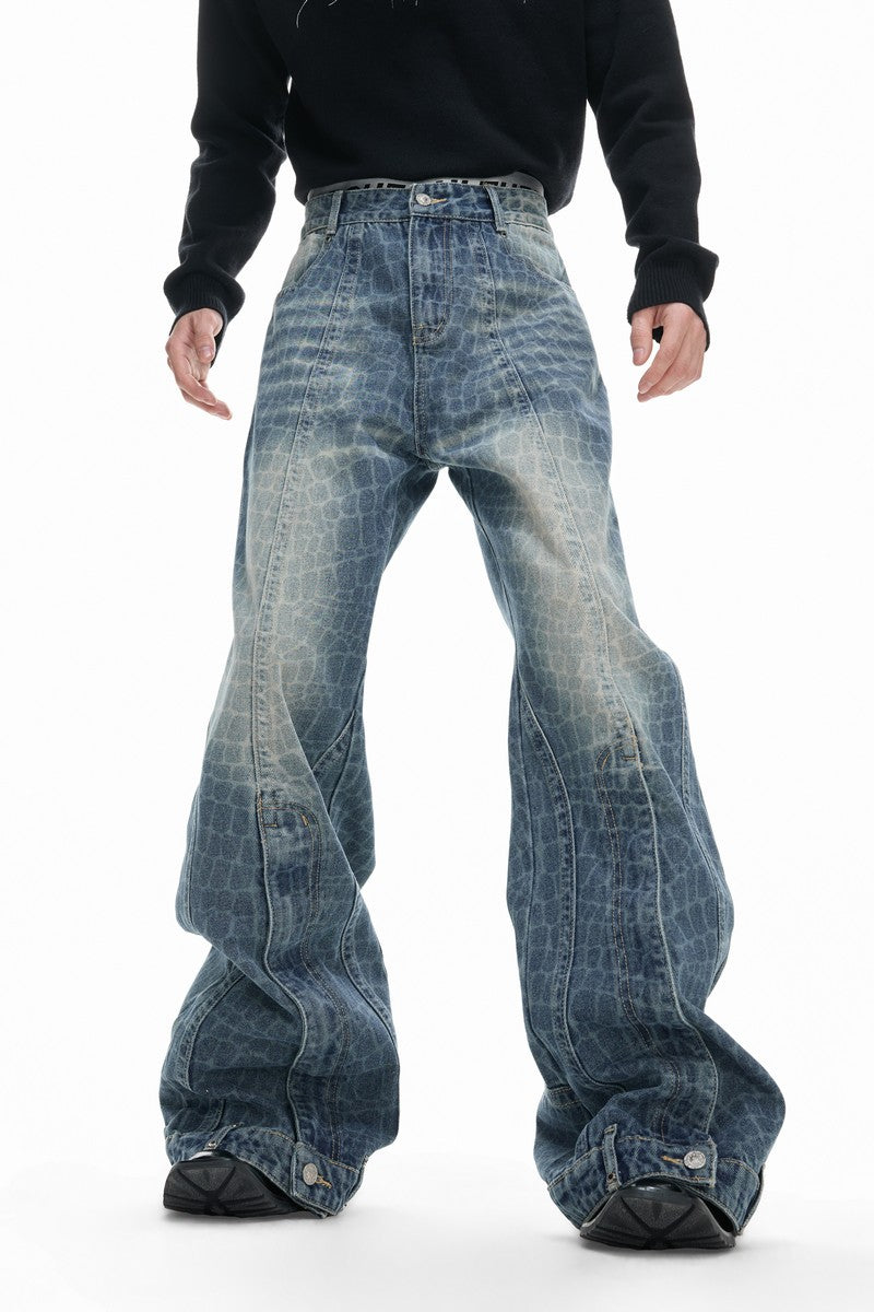 Cracked Wash Split Jeans