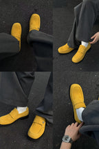 Metal-Button Leather Loafers