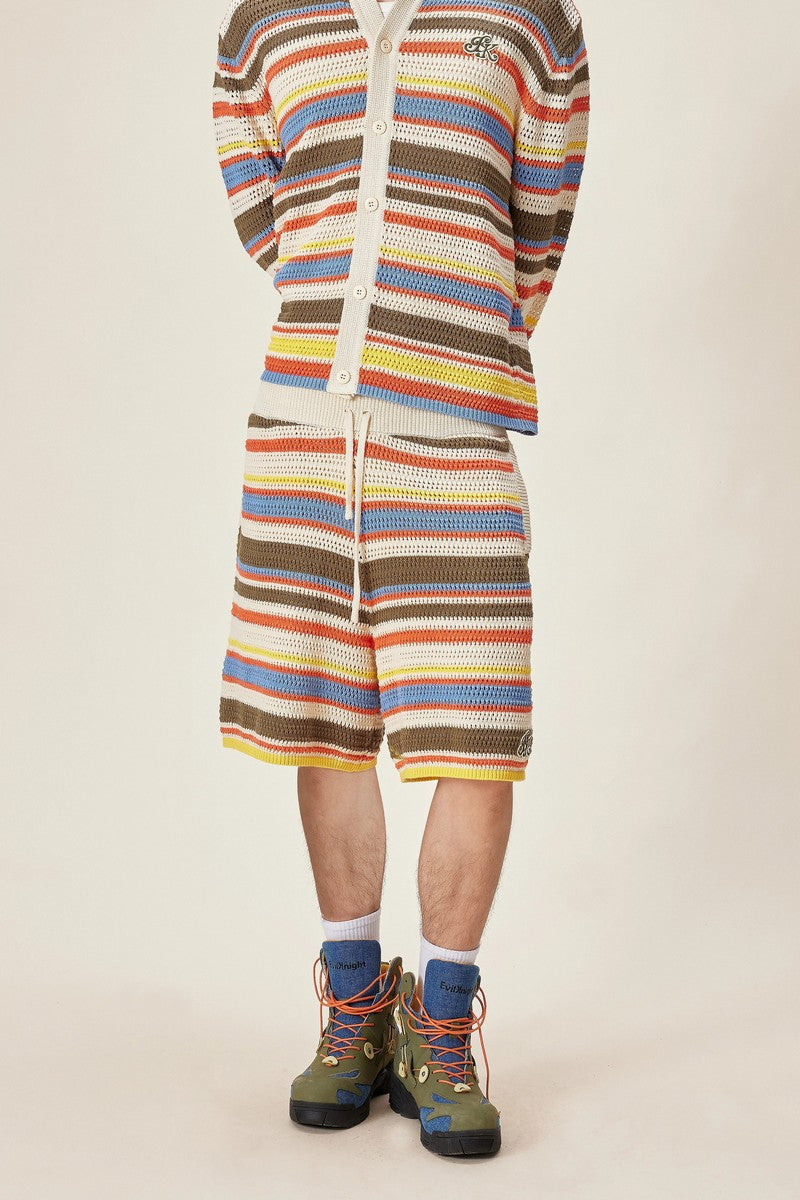 Color Stripe Knit Shorts