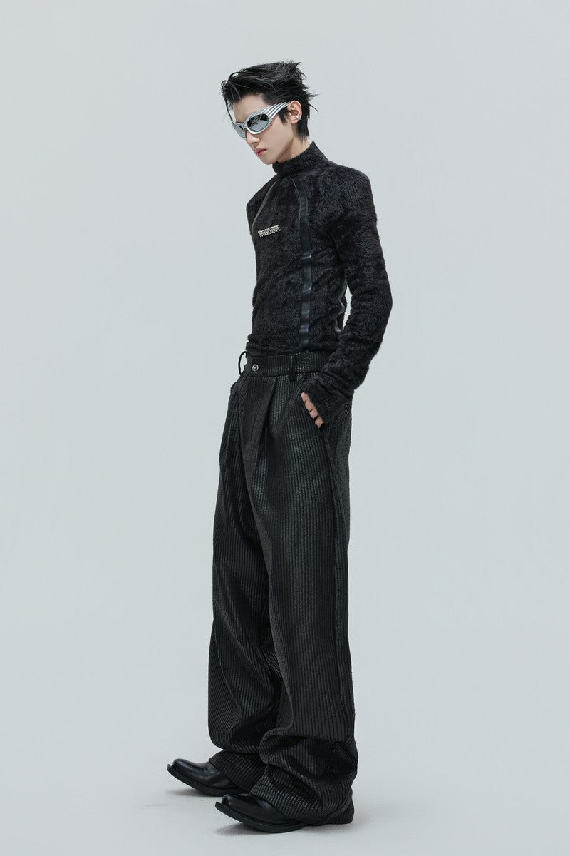 Deconstructed Fleece Turtleneck Top