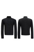 Embroidered Spine Mock Neck Tee