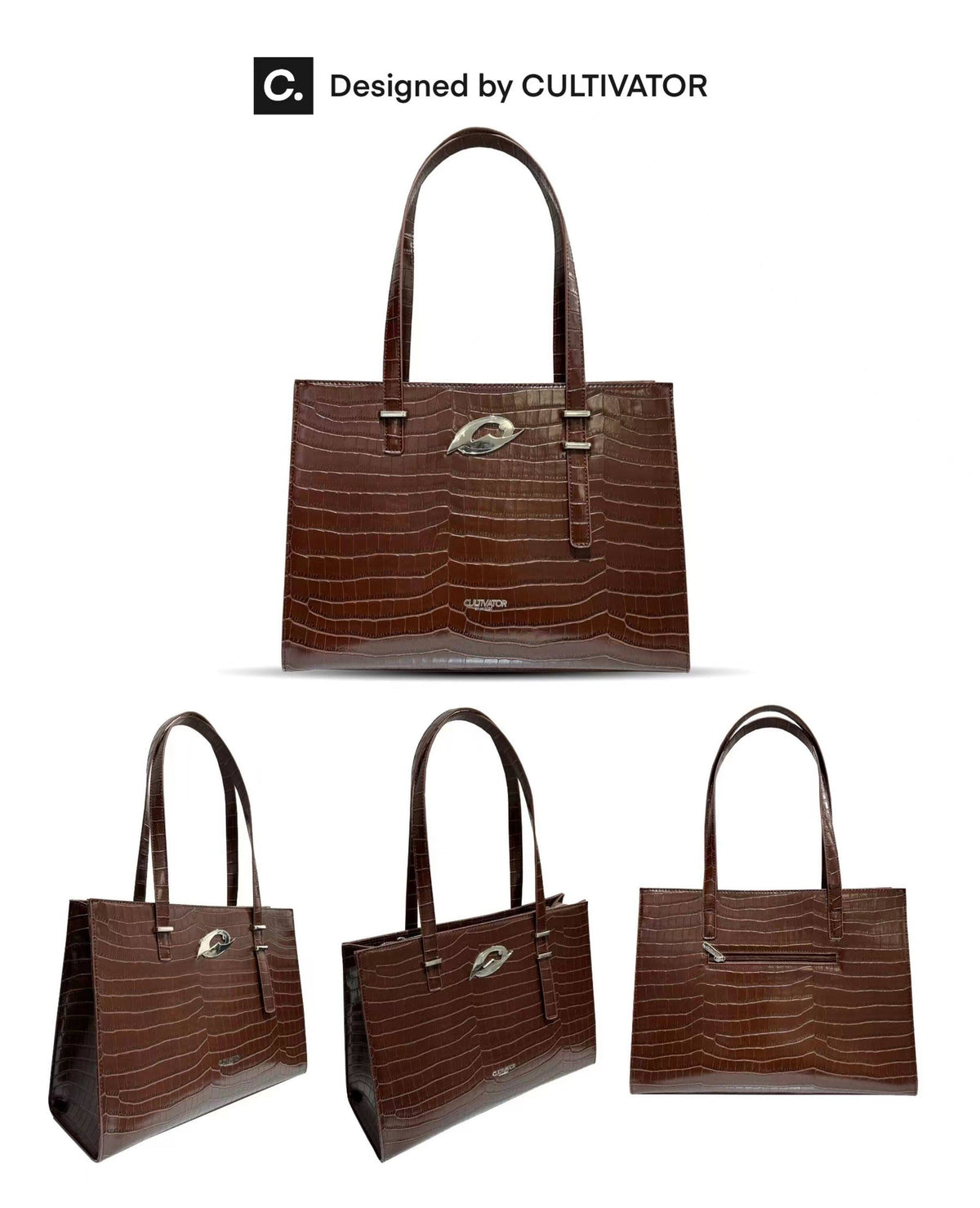 Crocodile Pattern Logo Tote Bag