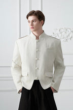 Deconstructed Mandarin Collar Blazer