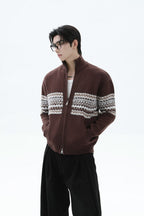 Heavyweight Fair Isle Knit Zip Cardigan