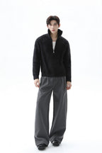 Half Zip Stand Collar Knit Sweater