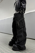 Waxed Multi Pocket Cargo Jeans