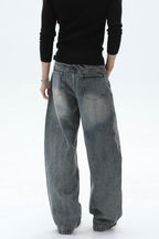 Washed Deconstructed Wide Leg Jeans