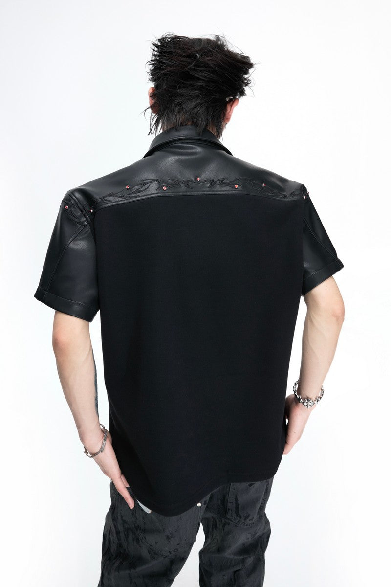 Leather Patch Studded Polo