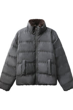 Down Puffer Faux Fur PU Jacket