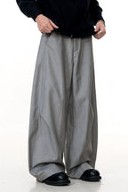 Curved Retro Pleated Trousers