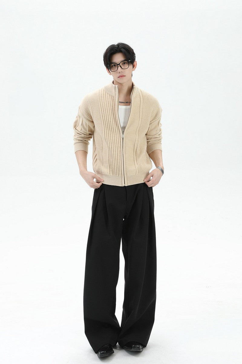 Heavyweight Ribbed Knit Cardigan
