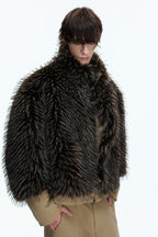 Washed Canvas Reversible Fur Jacket