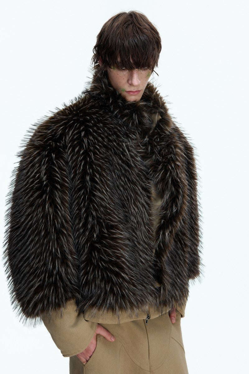 Washed Canvas Reversible Fur Jacket