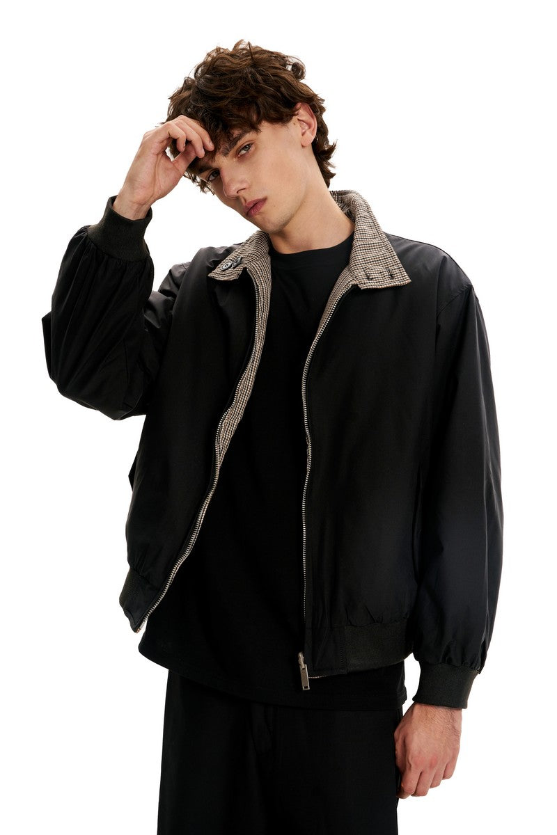 Reversible Houndstooth Collar Jacket