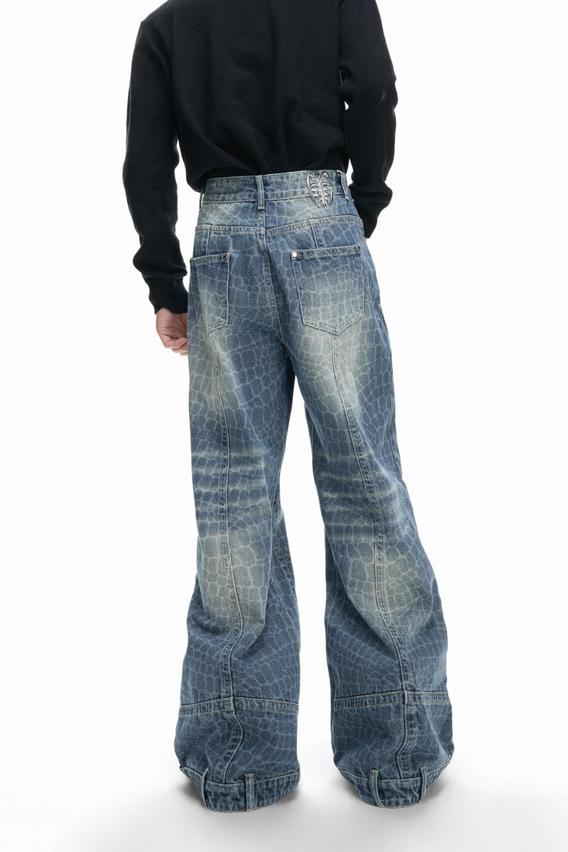 Cracked Wash Split Jeans