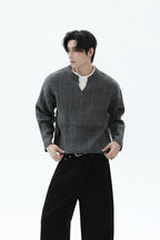 Layered Look Cable Knit Sweater