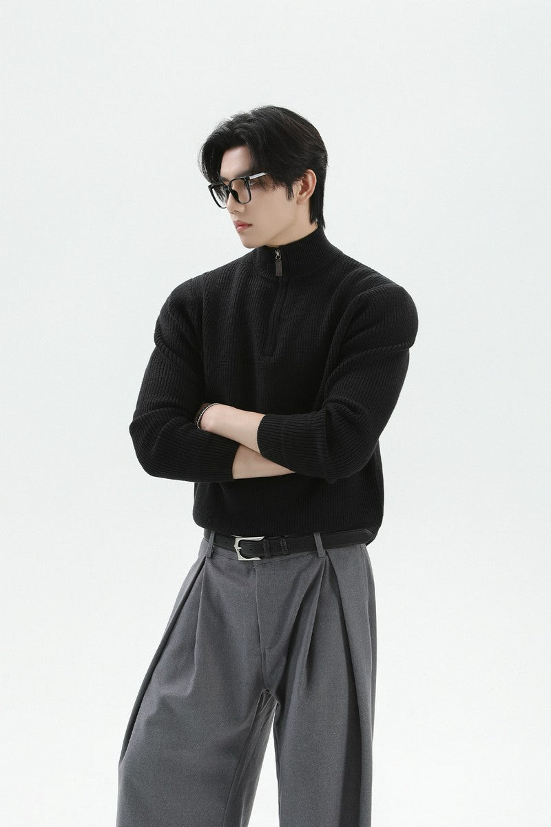 Heavyweight Half Zip Knit Sweater