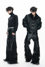 Faux Fur Croc Zip Pants