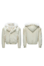 Faux Fur Pattern Puffer Jacket
