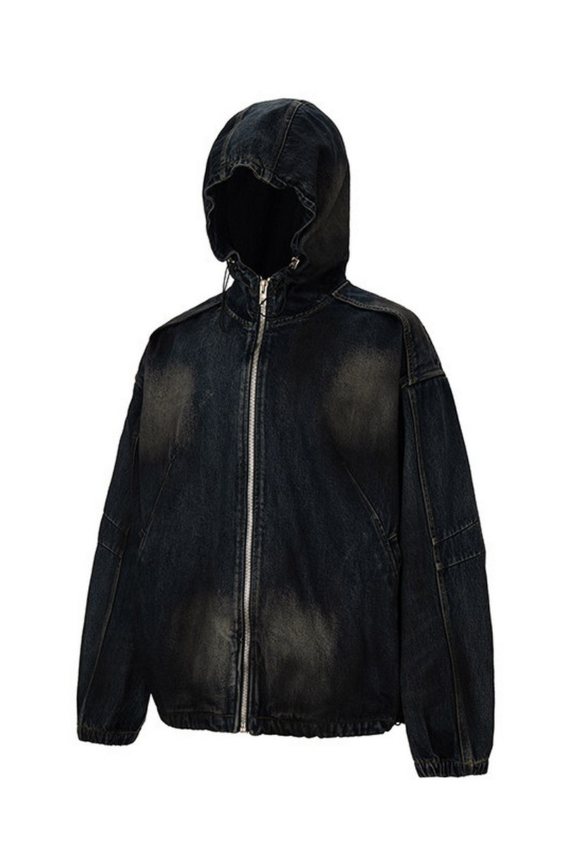 Distressed Patchwork Hooded Jacket