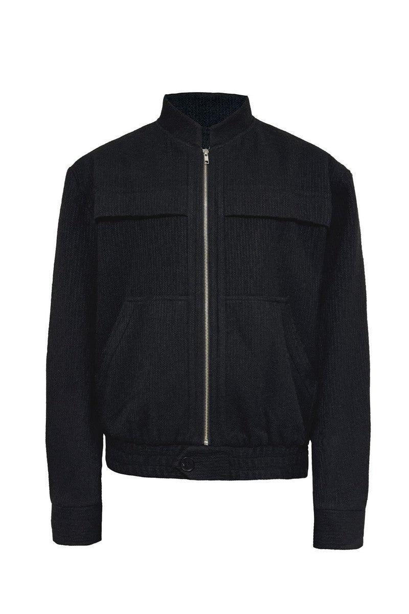 Stand Collar Wool Jacket