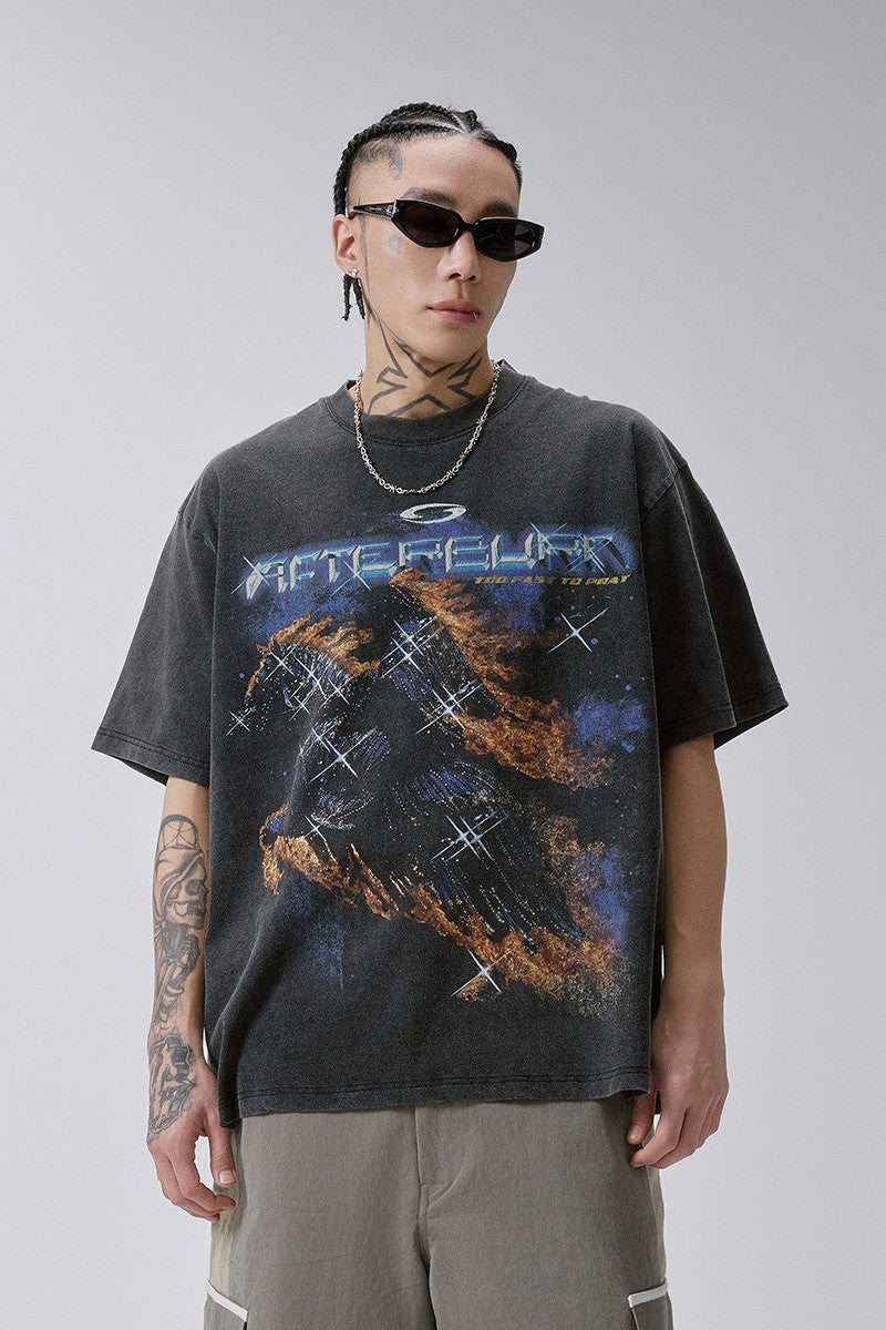 Distressed Washed Graphic T Shirt