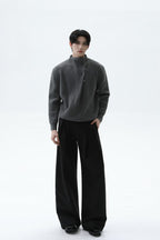Button Detail Mock Neck Sweater