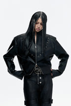 Waxed Studded Zip Jacket