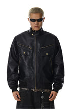 Textured PU Leather Jacket