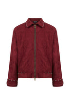 Studded Suede Crop Jacket — Burgundy front