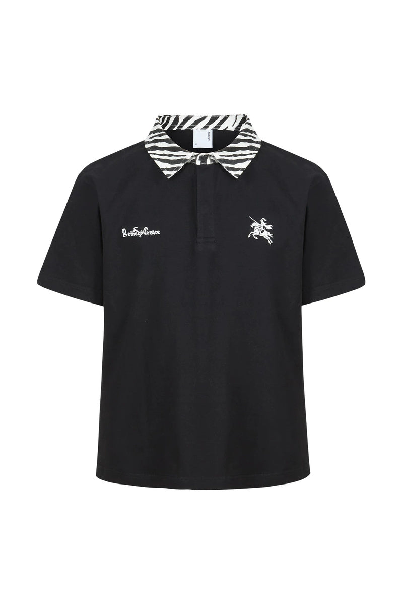 Zebra Fitted Polo Shirt — Black front