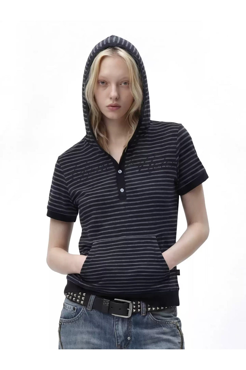 Striped Fitted Hooded Tee — cover