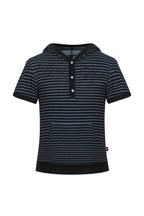 Striped Fitted Hooded Tee — Blue Stripe front