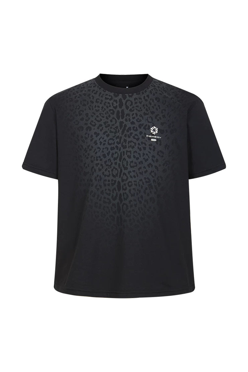 Reflective Leopard Mesh Tee — Black front
