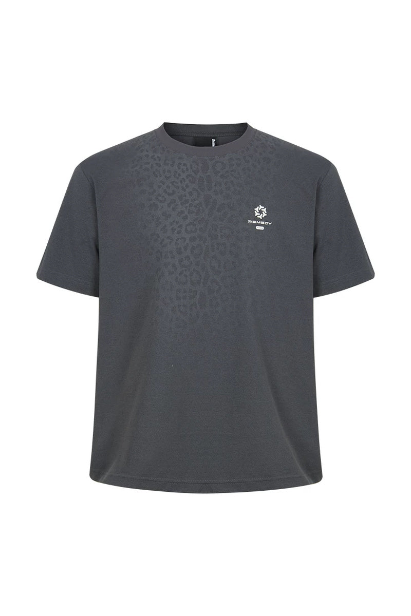 Reflective Leopard Mesh Tee — Dark Grey front
