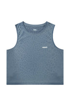 Sweat-Reactive Leopard Crop Tank — Grey Blue front