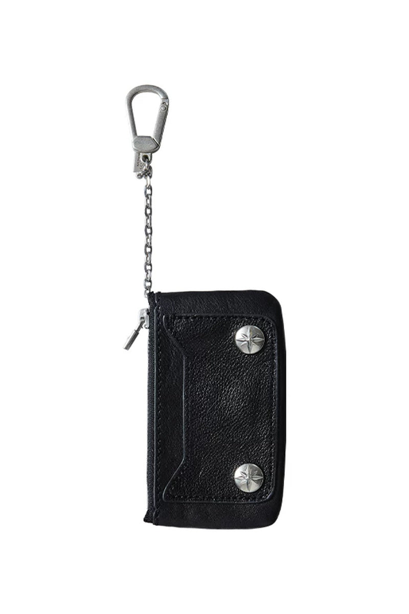 Snakeskin Pony Hair Cardholder — Black front