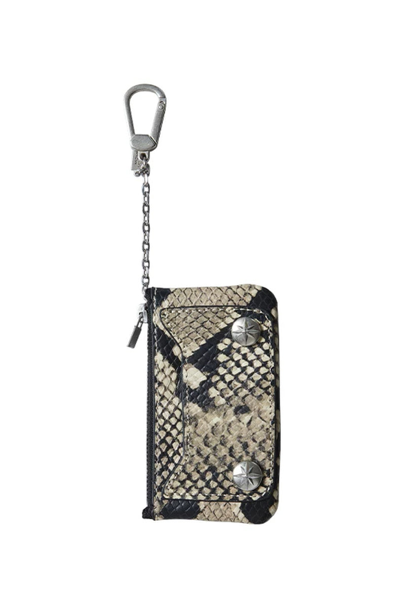 Snakeskin Pony Hair Cardholder — Python Pattern front