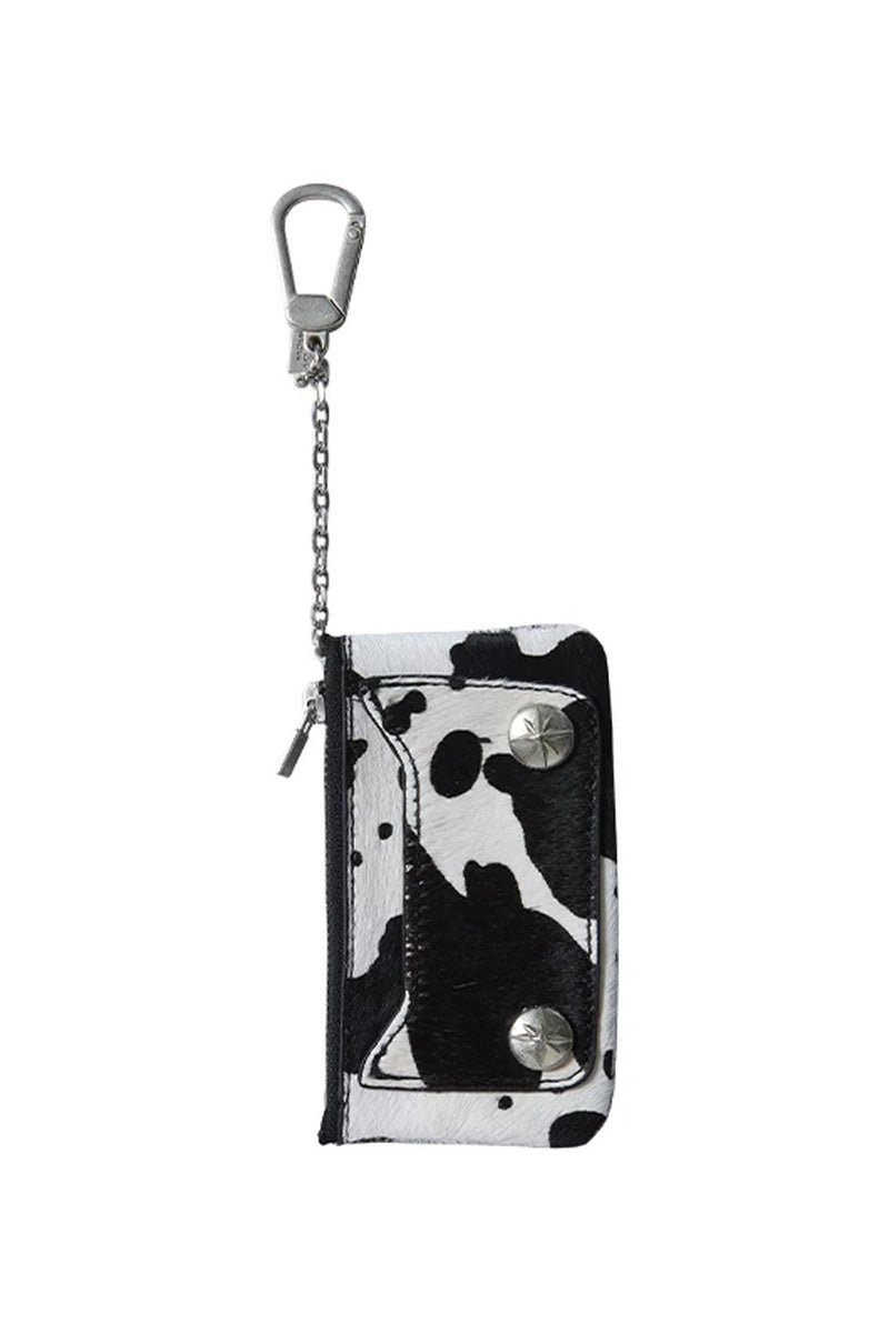 Snakeskin Pony Hair Cardholder — Cow Print front
