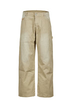 Washed Wide-Leg Work Pants — Yellow front