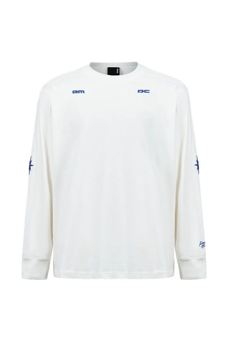 Heavyweight Embroidered Long Sleeve Tee — White front