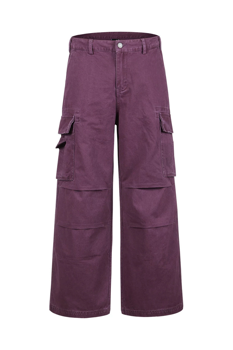 Vintage Washed Workwear Pants — Dark Purple front