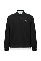 Waffle Layered Polo Longsleeve — Black front